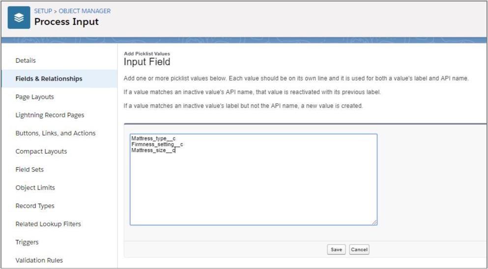 Salesfroce CPQ Input Field New Picklist Values